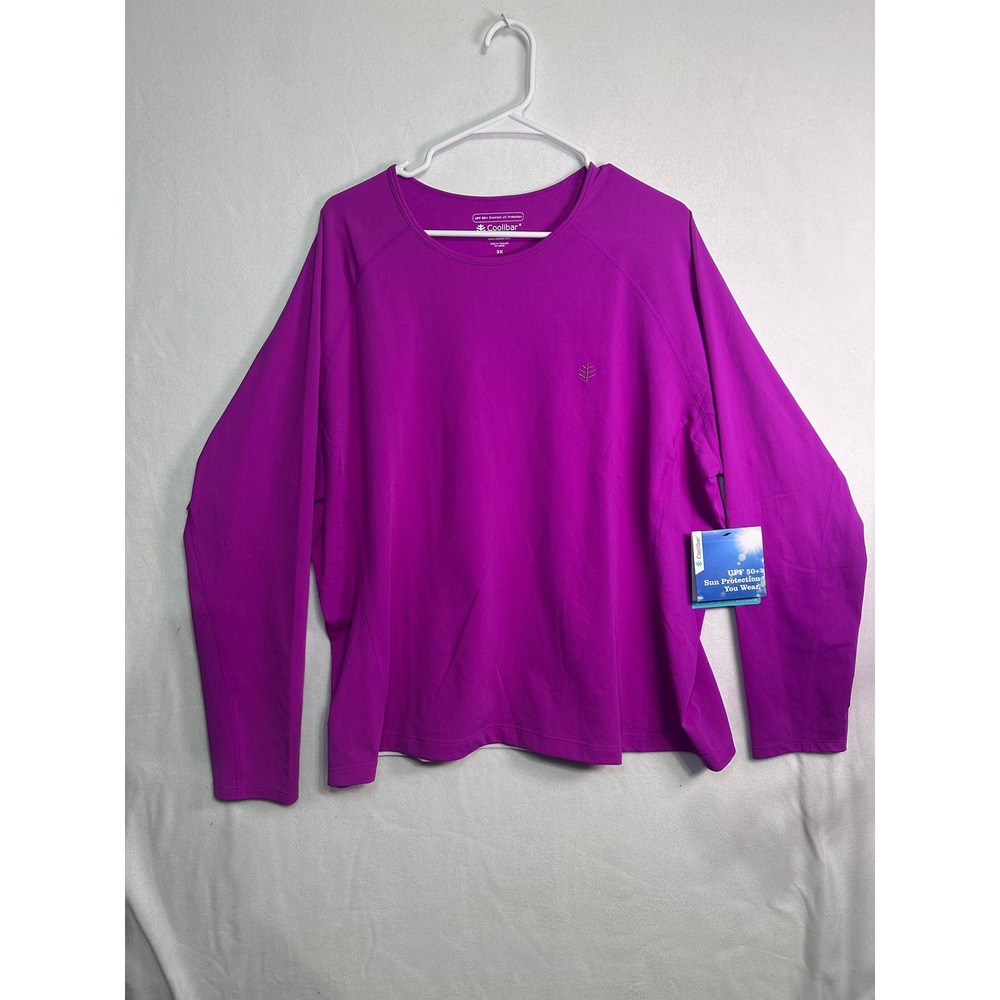 Coolibar Womens 3X Purple Hightide Long Sleeve‎ UPF 50 Swim Shirt Sun Protection